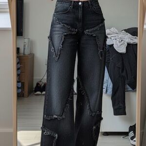 2025 Wide Leg Jeans | Bleached Denim Raw Hem |